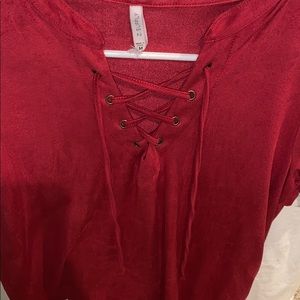 Red velvet shirt